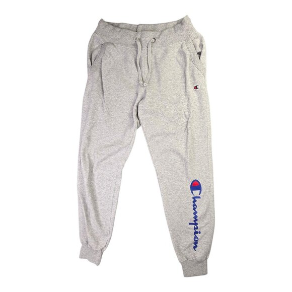 Champion Sweatpants Womens Medium Gray Athletic Joggers Script Logo Pants - Picture 1 of 10